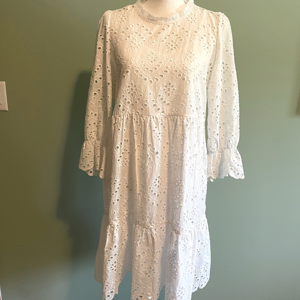 White Eyelet Banana Republic Dress